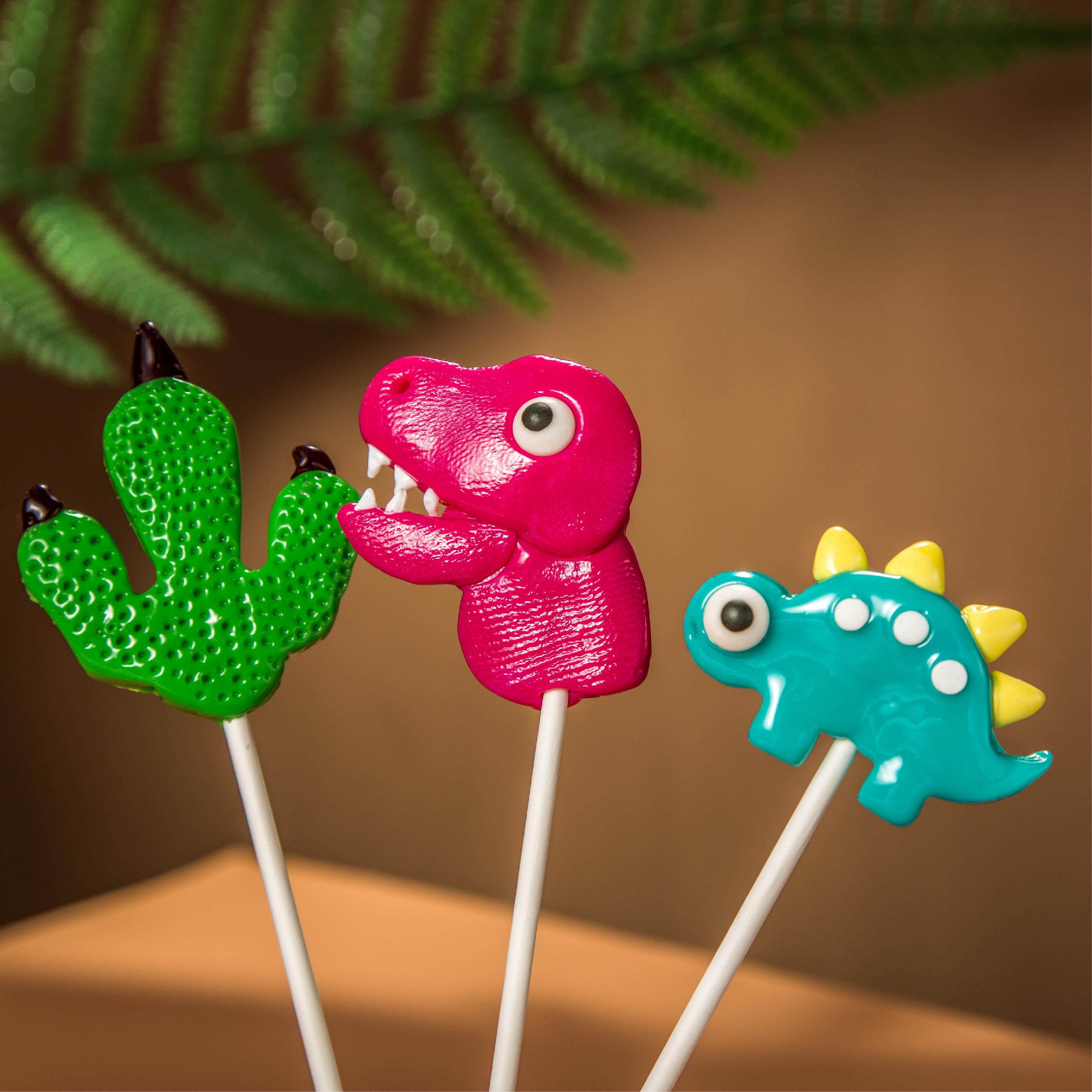 CANDY KEY手工恐龙系列卡通颜值零食糖醇棒棒糖儿童礼物不甜腻