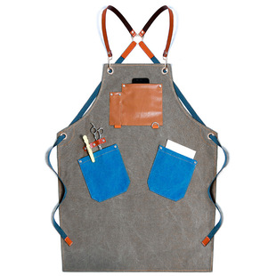 围裙高级感年轻款时尚工作美发美甲纹身师奶茶店花艺师牛仔工作服