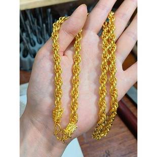 新款黄金项链男士999足金包纯银龙头泰国链圆环绞丝大金链子显粗
