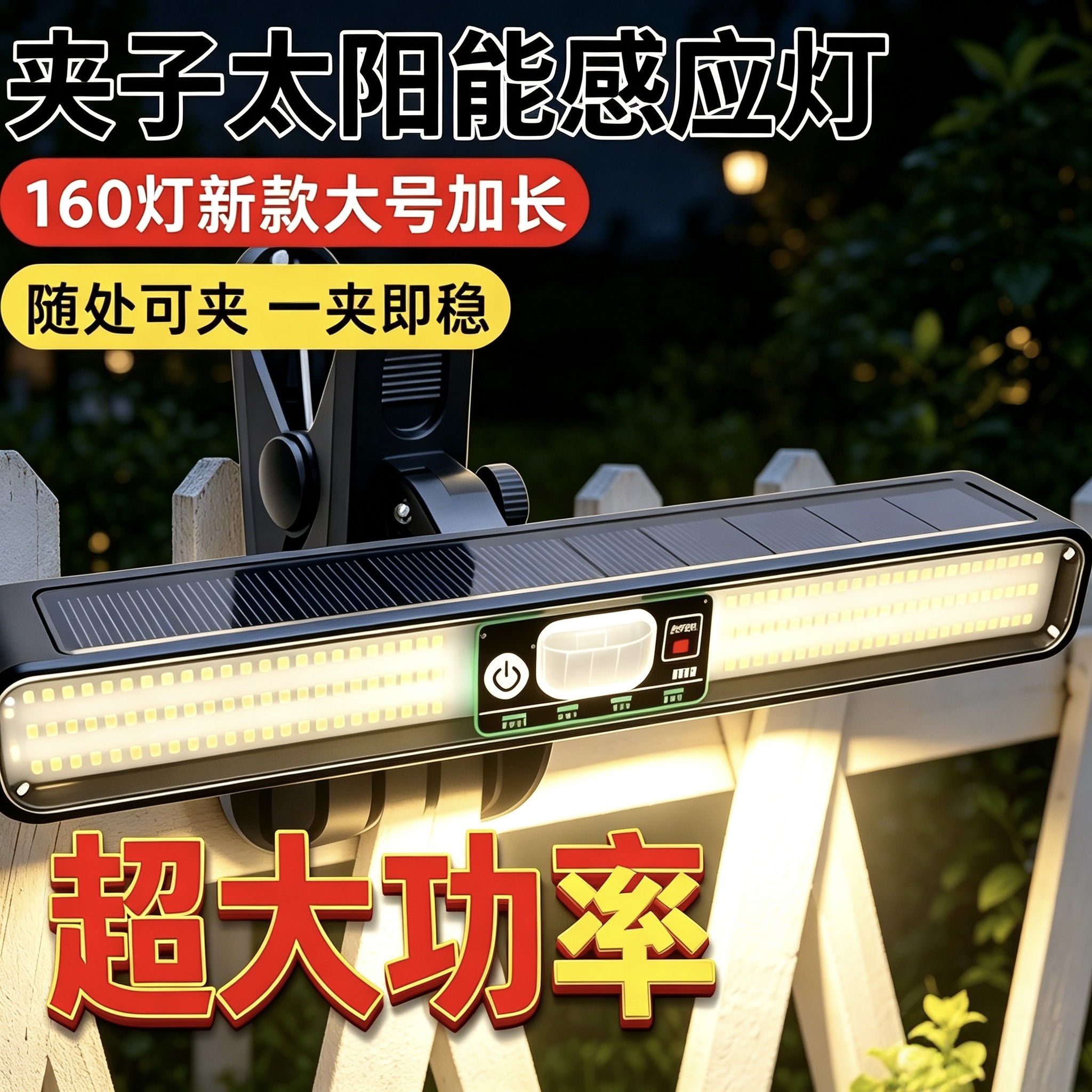 2026 新款太阳能夹子灯 户外人体感应灯阳台庭院超亮壁挂照明灯