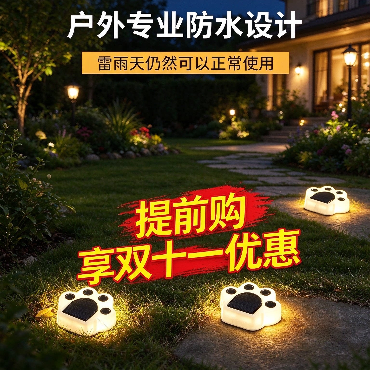 清贝特2026新款太阳能户外灯家用花园别墅熊掌动物农村草坪灯