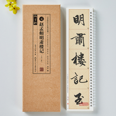 赵孟頫明肃楼记近距离临摹卡墨迹本米字格修复放大临读对照版赵孟俯行书字卡毛笔书法字帖