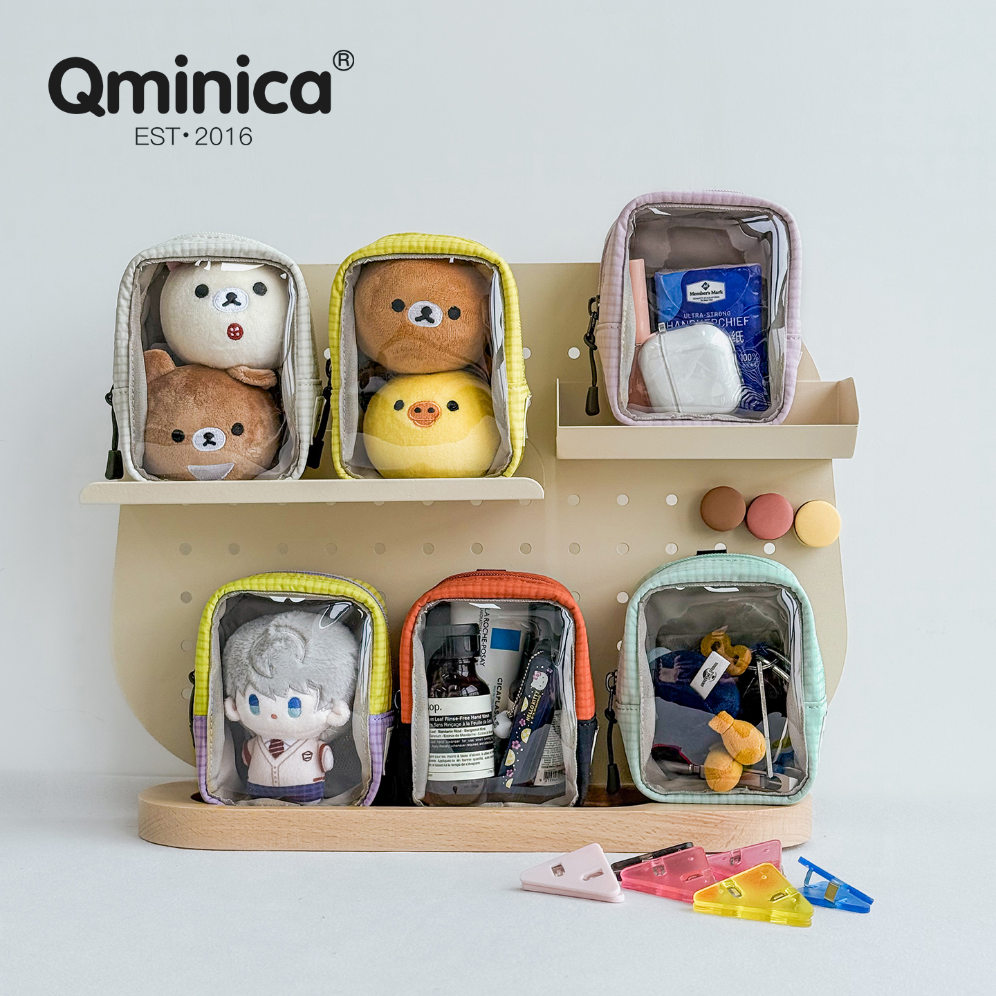 Qminica调色盘系列10cm透明tpu小容量痛包棉花娃娃外出展示收纳包