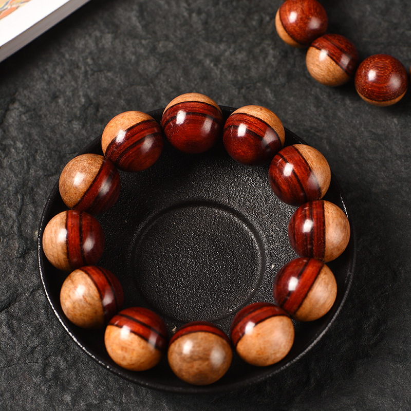 赞比亚血檀非洲小叶紫檀阴阳珠精灵球佛珠手串手链文玩念珠男女款