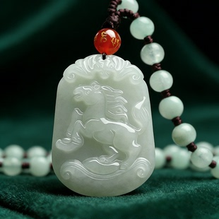 天然和田玉十二生肖吊坠男女款属马本命年护身符挂件玉石玉坠玉佩