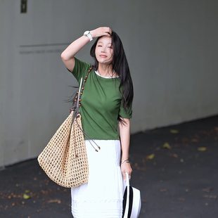 NILICO陈媚【花开铃兰】夏季小众气质时尚不规则法式清新短袖T恤