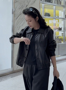 NILICO陈媚【洒脱】新西兰进口绵羊皮外套软糯哑光高级感翻领皮衣