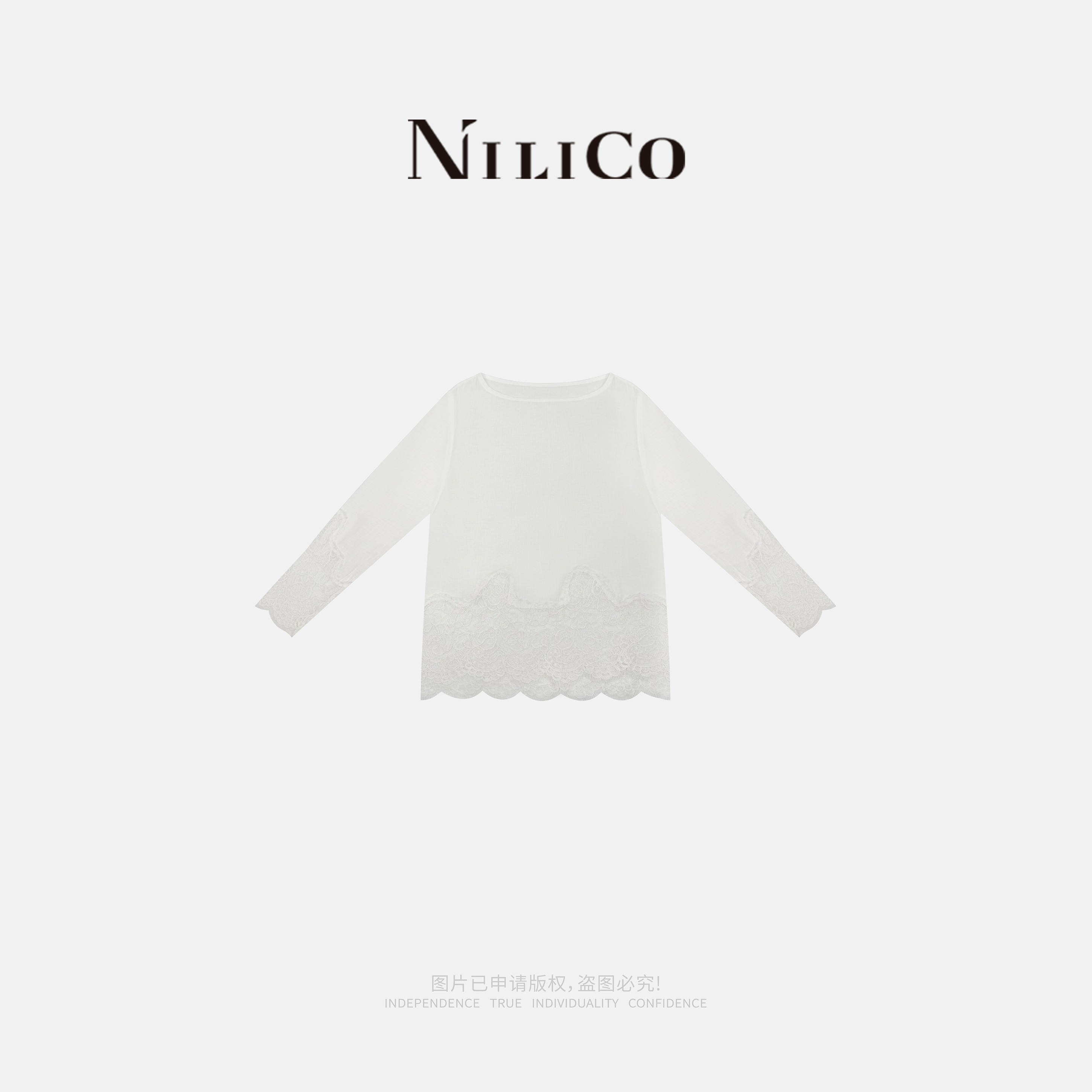 亚麻文艺镂空蕾丝拼接薄款上衣