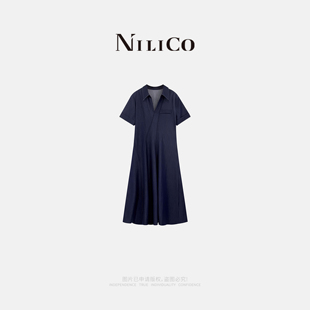 NILICO陈媚【潇湘书院】设计感解构显瘦通勤气质长款连衣裙