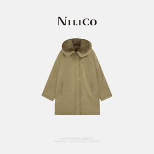 NILICO陈媚 防风保暖环保皮草带帽百搭派克棉服外套 冬日氛围感