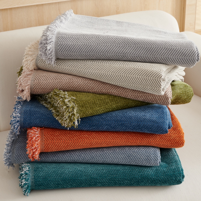 雪尼尔沙发盖布巾纯色人字纹四季通用防滑沙发垫全包万能套罩毯子