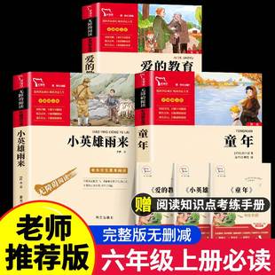 小学经典 爱 6年级上快乐读书吧阅读老师推荐 原著完整版 书籍鲁滨逊漂流记读 教育小英雄雨来童年书籍六年级上册必课外书高尔基正版