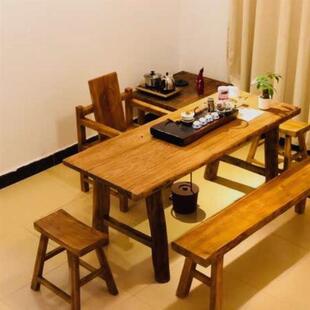 老榆木门板风化茶桌实木茶台板实木板茶桌阳台茶桌老榆木风化板