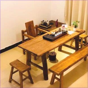 老榆木门板风化茶桌实木茶台板实木板茶桌阳台茶桌老榆木风化板