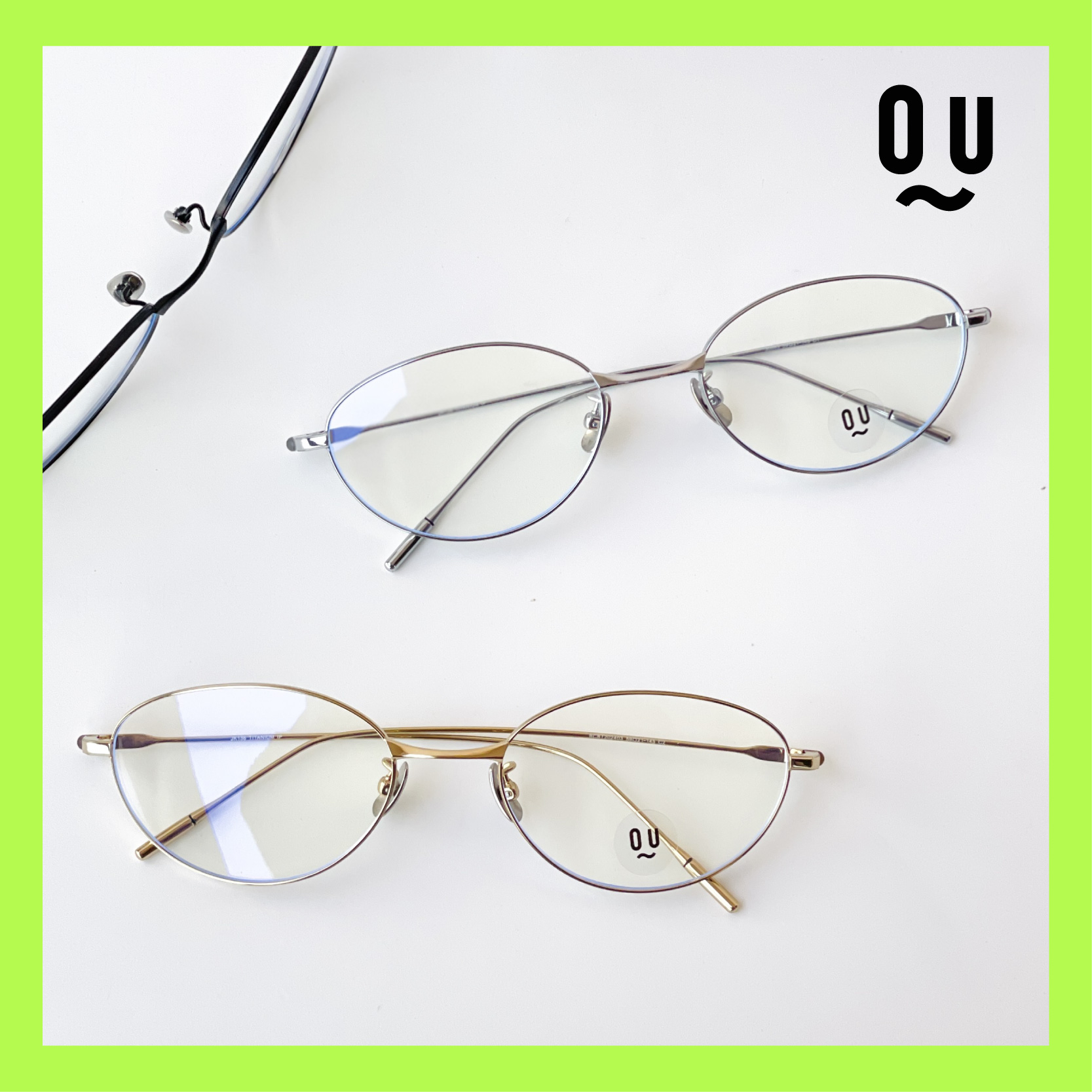 QU超轻钛防风猫眼框眼镜女可配高度数近视飞行员Y2K平光镜韩版男