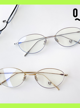QU超轻钛防风猫眼框眼镜女可配高度数近视飞行员Y2K平光镜韩版男