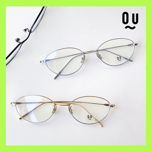 QU超轻钛防风猫眼框眼镜女可配高度数近视飞行员Y2K平光镜韩版男