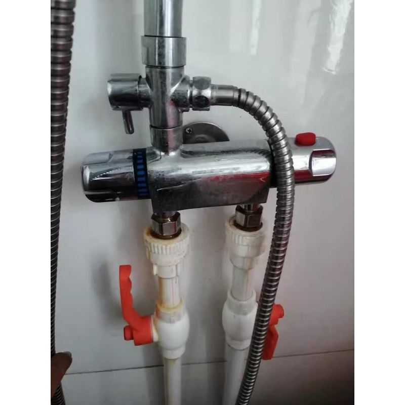 太阳能热水器恒温阀带上水阀混水阀门明装淋浴水龙头家用三通全铜
