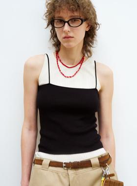 RedRef 醋酸凉感叠穿冰丝针织紧身打底吊带背心女