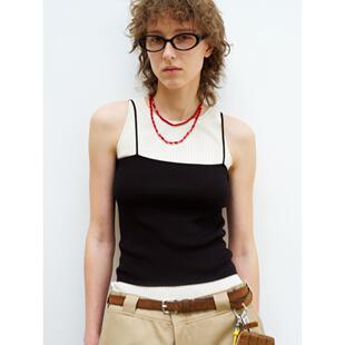 RedRef 醋酸凉感叠穿冰丝针织紧身打底吊带背心女