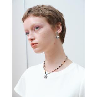 RedRef 彩色珠串金属花朵项链