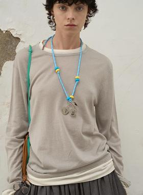 RedRef 假两件针织长袖三色撞色打底衫