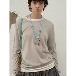 RedRef 假两件针织长袖三色撞色打底衫