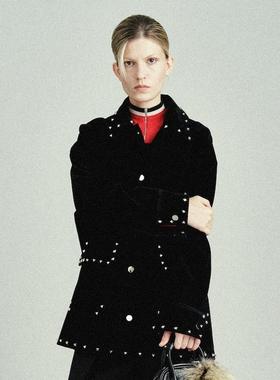 redref 铆钉麂皮夹棉oversize工装外套