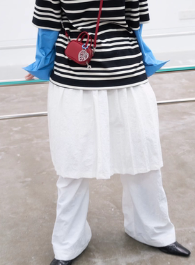 redref 百褶松紧腰裙裤两件套