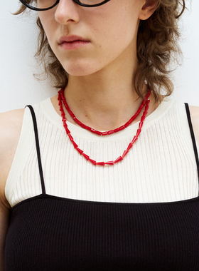 RedRef 蔡徐坤同款 多样造型百搭红色粉色白色串珠米珠项链