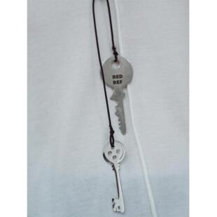 不锈钢棉绳项链 RedRef 百搭绳结抽绳双钥匙项链