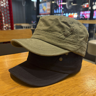 复古水洗做旧平顶帽男女春秋百搭休闲简约户外遮阳帽运动鸭舌帽潮