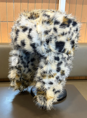 男女通用豹纹毛绒雷锋帽冬季保暖防寒加厚户外防风个性护耳帽子潮