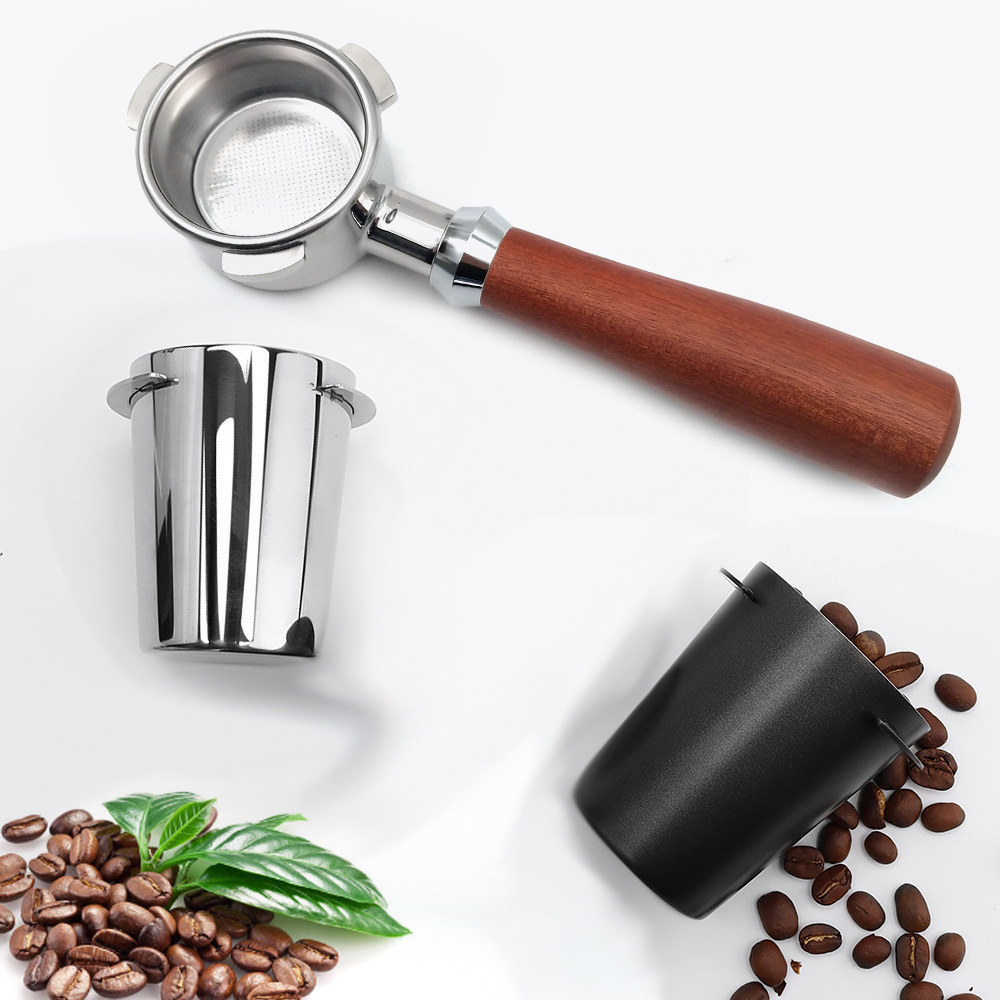 不锈钢接粉杯意式咖啡机54mm三耳