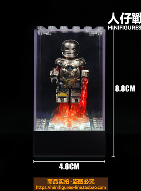 可发光第三方积木小人仔可叠高收纳收藏透明高清防尘亚克力展示盒