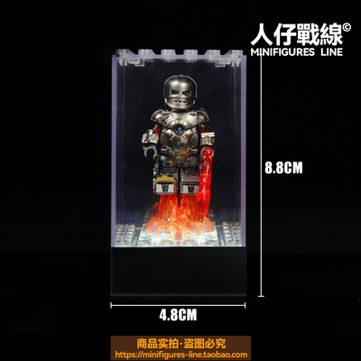 可发光第三方积木小人仔可叠高收纳收藏透明高清防尘亚克力展示盒