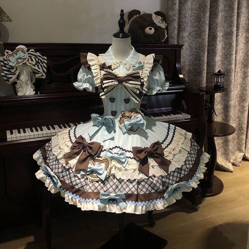 薄巧小熊饼可爱甜妹连衣裙