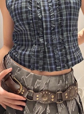 浮格Float美式复古环扣腰带女士2025新款铆钉腰带时尚搭配牛仔裤