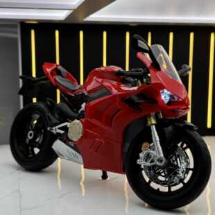 潮玩合金摩托车模型1:9杜卡迪V4S 灯光音效 儿童玩具赛车机车大号