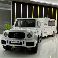 潮玩合金汽車模型1:32奔馳大G拖掛房車仿真G63越野車收藏擺件玩具