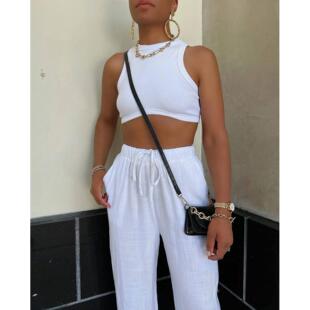 Sexy Girls Ribbed Vest Short Top Back Sports Racer