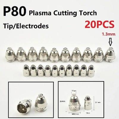 20Pcs/Set 1.1/1.3/1.5/1.7mm P80 Plasma Electrode Nozzle