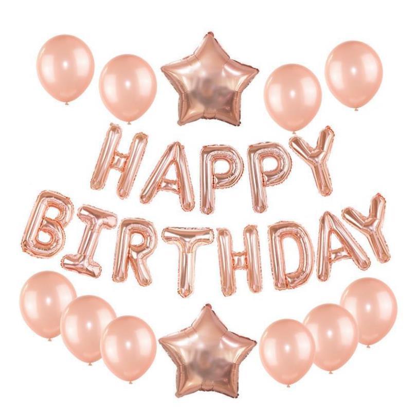 Rose Gold Wedding Birthday Party Balloons Happy Birthday Let