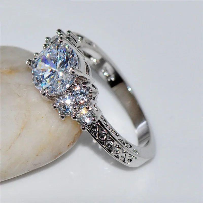 Exquisite Fashion Silver Color Engagement Rings for Women Fa