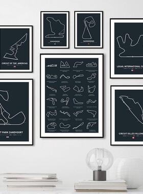 Formula 1 Race Track F1 Car Racing Gift Wall Art Painting N