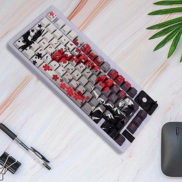 129 Key Raven Sakura Keycap Set Dye Sub Keycaps PBT Keycaps
