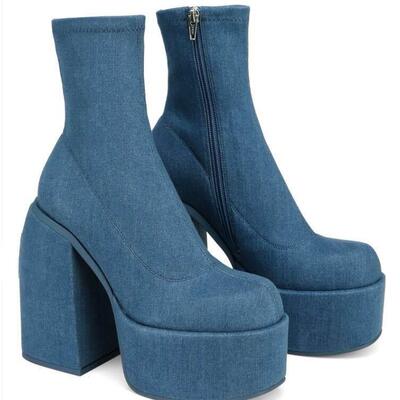 女高跟靴弹力靴women high heel boots short boots big size 42