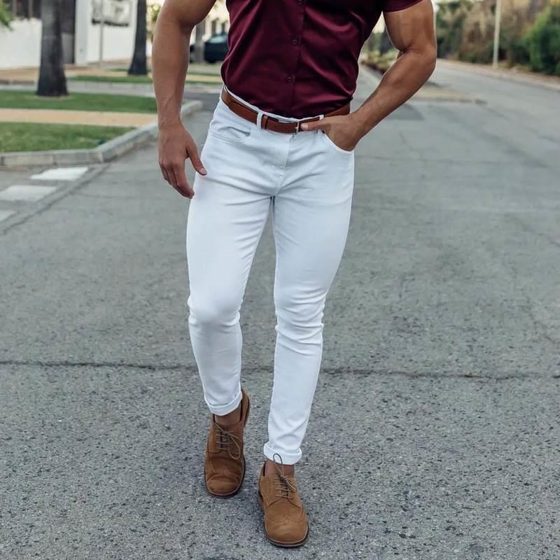 Casual pants slim straight leg pants男装高腰休闲 裤修身直筒