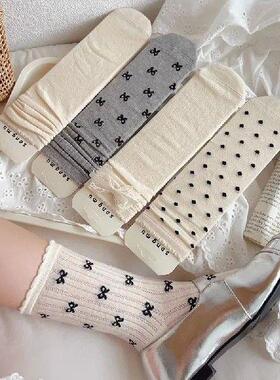 Korean Bow Loose Long Socks Women Cotton Thin Breathable
