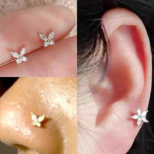 Stainless Steel Small Nose Rings Zircon Flower Heart Nose St